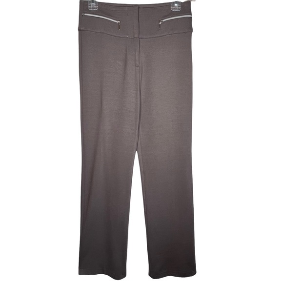São Paulo Taupe High Rise Stretch Straight Leg Pants Zipper Accents Size 10 Tall - Picture 1 of 13